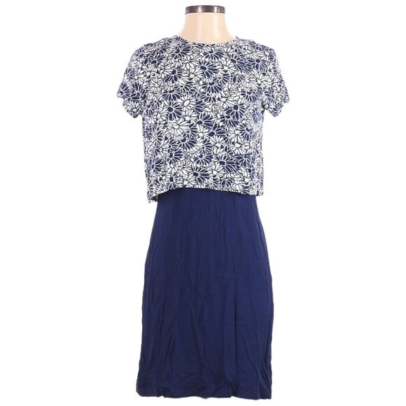 🌺 Boutique C Floral Drape Overlay Short Sleeve Shirt Dress Size S - Picture 2 of 9